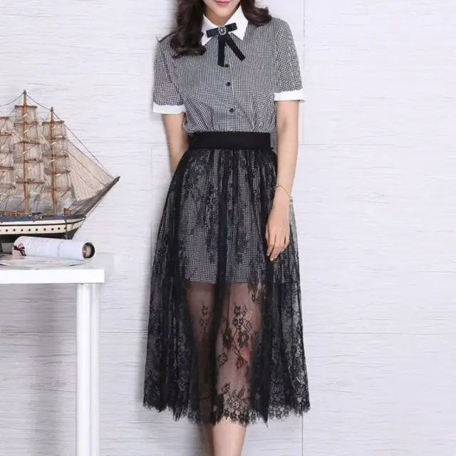 Flor macia renda underskirt desliza 75cm cheongsam saia de segurança petticoat altura cintura solta malha underskirt desliza vestido feminino