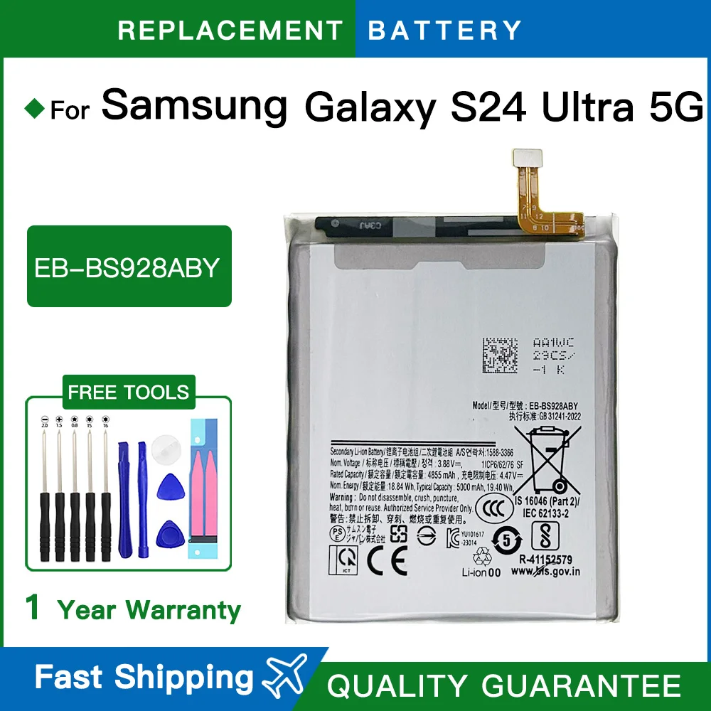 Brand New 5000mAh Battery EB-BS928ABY For Samsung Galaxy S24 Ultra 5G S928 Mobile Phone Batteries Fast Shipping+Tools