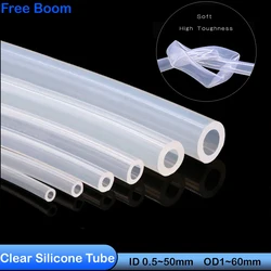 Manguera de goma de silicona de grado alimenticio, tubo de agua Flexible transparente, 1M ID, 0,5 ~ 50mm, OD1 ~ 60mm