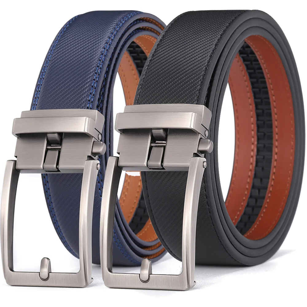 

Premium Cowhider Ratchet Belt for Men, Automatic Buckle Adjustable Waistband Fashion No Holes Waist Straps for Formal Daily Wear