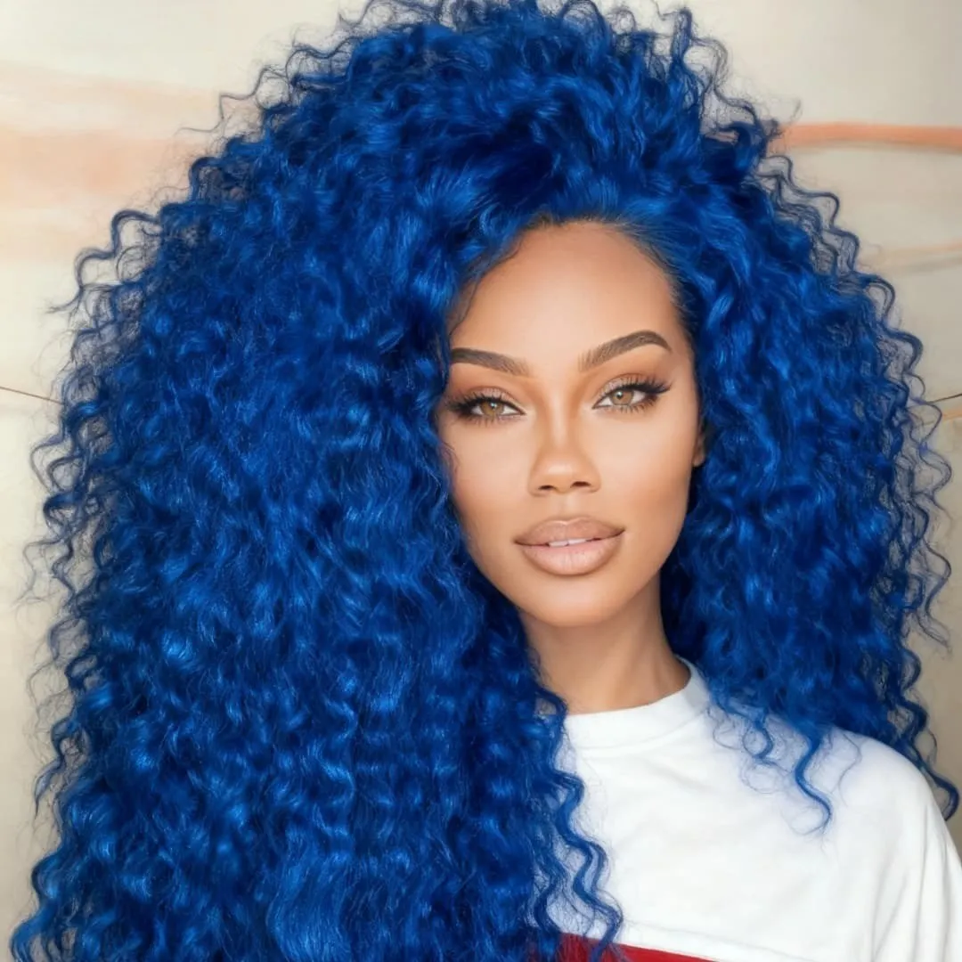

Blue Deep Wave Lace Front Wigs for Women 250 Density Lace Front Wig 13x4 HD Transpaent Lace Front Wigs Human Hair with Baby Hair