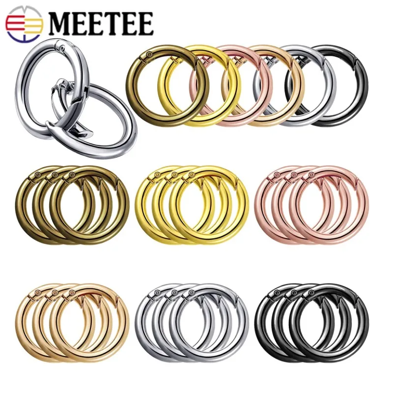 10Pcs 10-50mm Metal O Ring Spring Clasps Openable Round Carabiner Snap Hook Keychain Bag Clips DIY Jewelry Bags Accessories