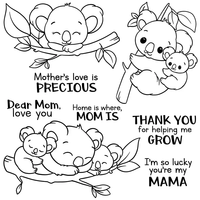 Cute Cartoon Koala Cutting Dies Clear Stamps DIY Scrapbooking Supplies Metal Dies Silicone Stamps For Cards Albums