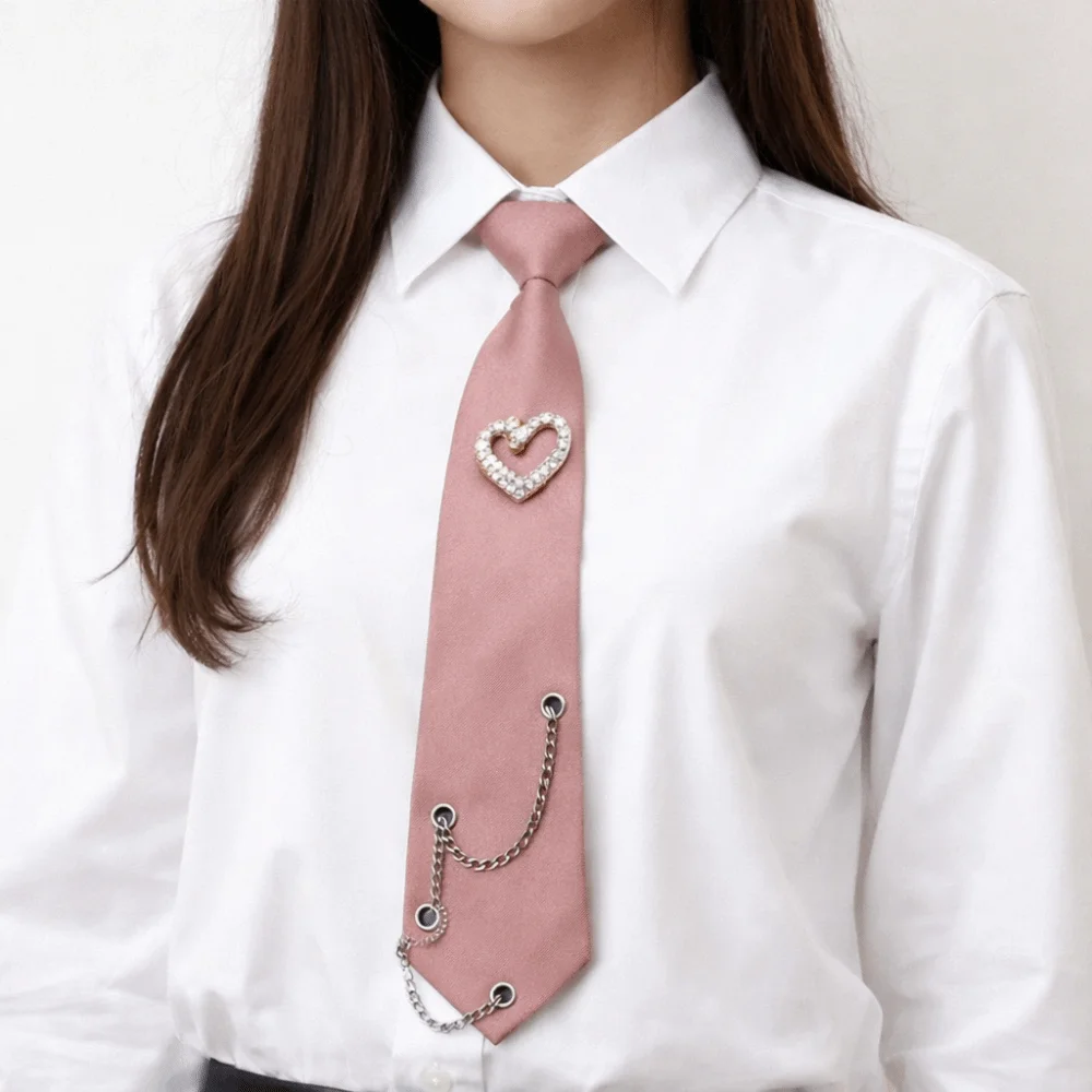 

Модный корейский стиль: галстук-чокер с сердечками и кисточками, длинный галстук, геометрическое ожерелье, галстук для рубашки, детский галстук