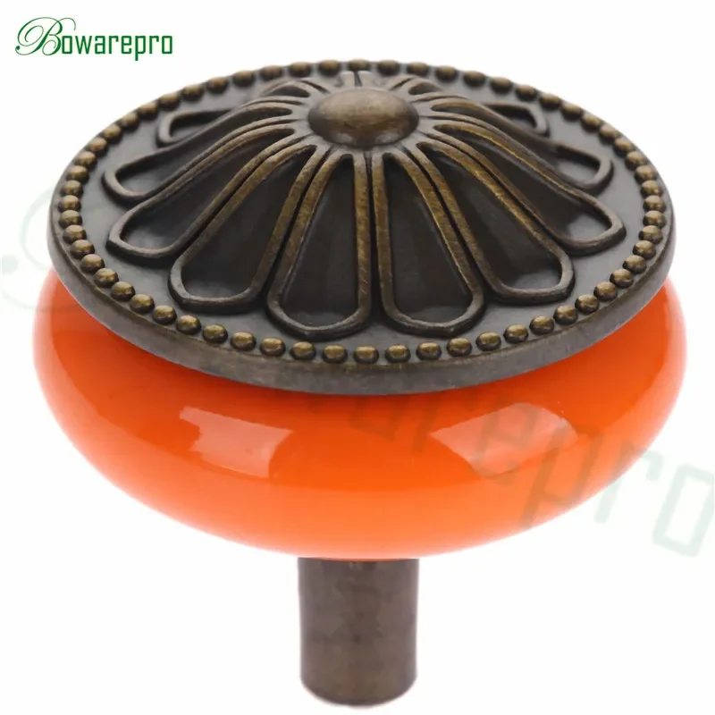 bowarepro Locker Vintage Ceramic Metal Retro Handle Pull Button Cabinet Door Cabinet Drawer Pull Handle Single Hole Furniture*1