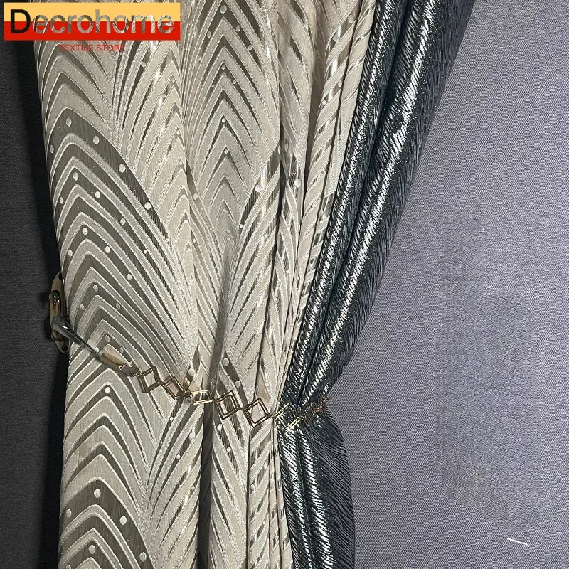 

New high-precision orange stitching gold thread jacquard orange curtains Curtains for Living dining room bedroom