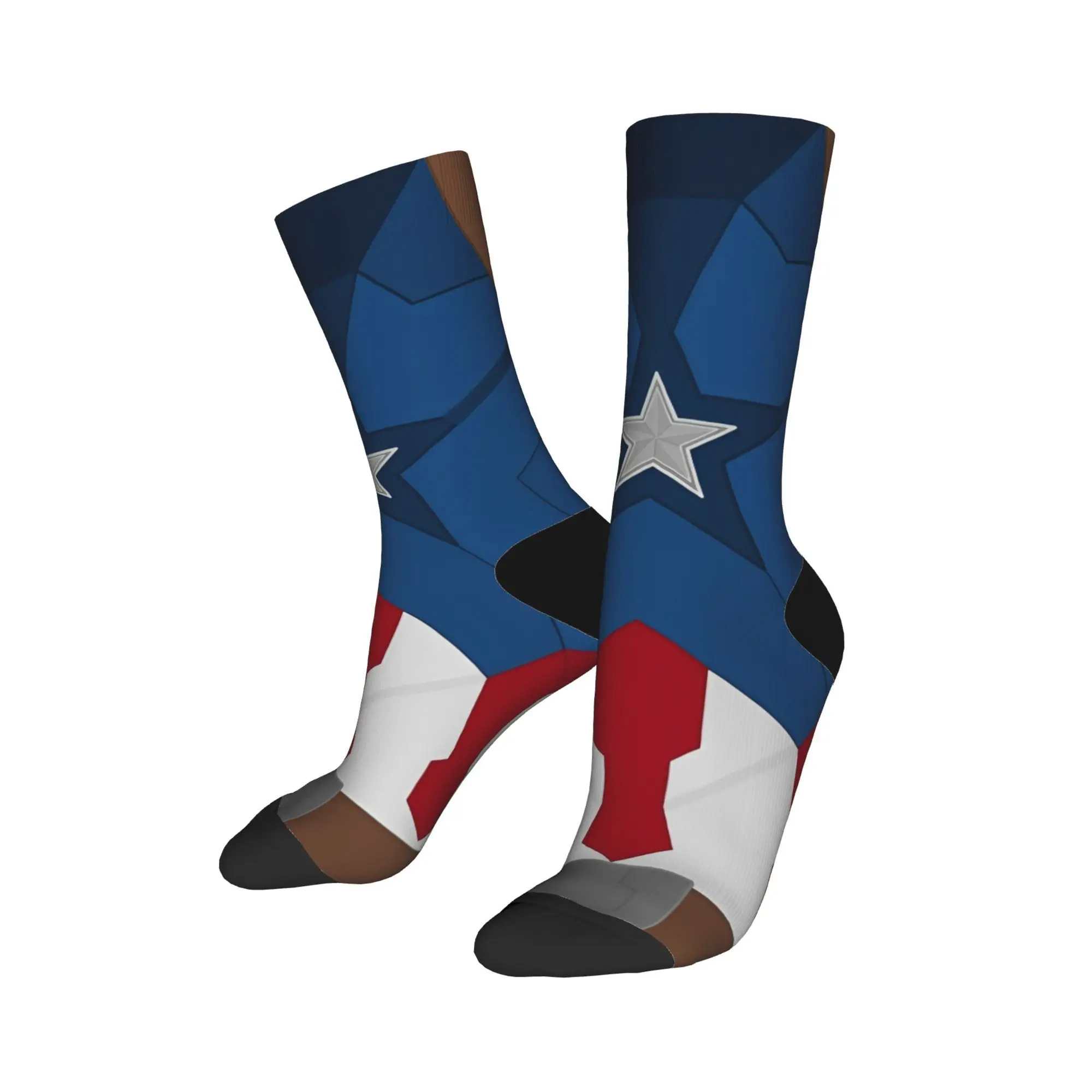 

Autumn Winter Fashion Unisex Captain America Socks Sweat Absorbing Skateboard Socks