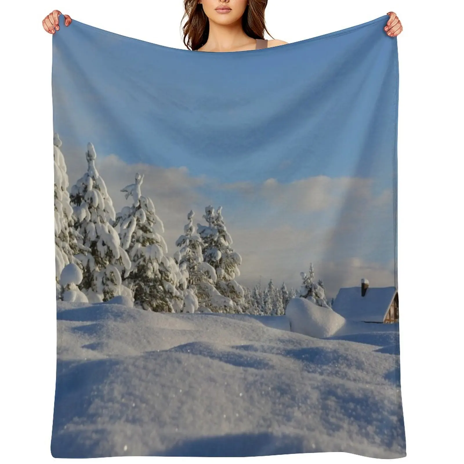 

Snow Covered Trees Throw Blanket sofa bed Thins Large Hairys Blankets
