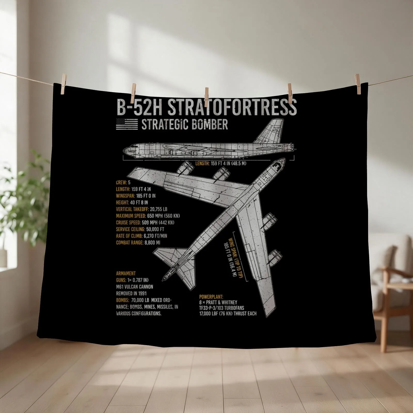 B-52 Stratofortress Bomber Aircraft Plane Airplane Blueprint Throw Blanket warm winter Heavy For Sofa Thin Sofas Blankets