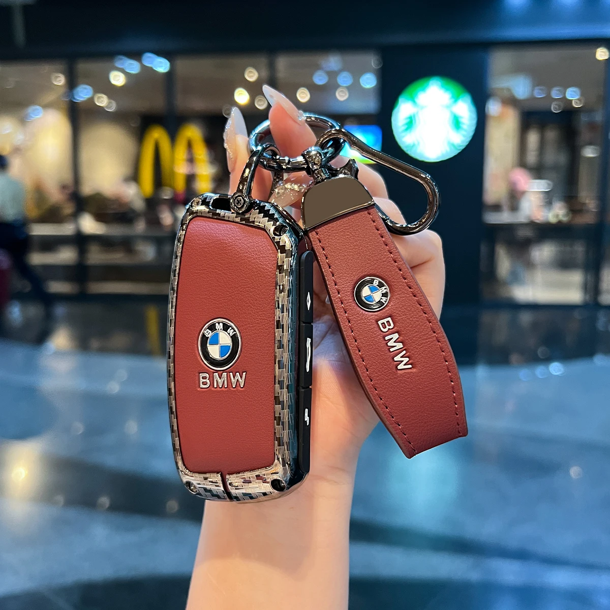 

Metal Leather Car Key Case Shell Cover for BMW X1 U11 X7 X5 G05 LCI I7 IX XM Series 7 740Li U06 G81 M3 2023 2024 Accessories
