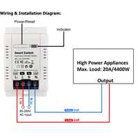 ABS Tuya WiFi 20A Smart Switch Circuit Breaker APP Remote Control Power Monitor Overload Protection Work With Alexa Google Home