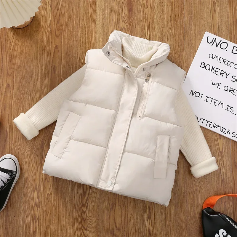 Baby Vest Kid Autumn Winter Children Vest Pure Color Down Jacket Vest Girls Boys Jacket thick Sleeveless Inner Outer Vest Jacket