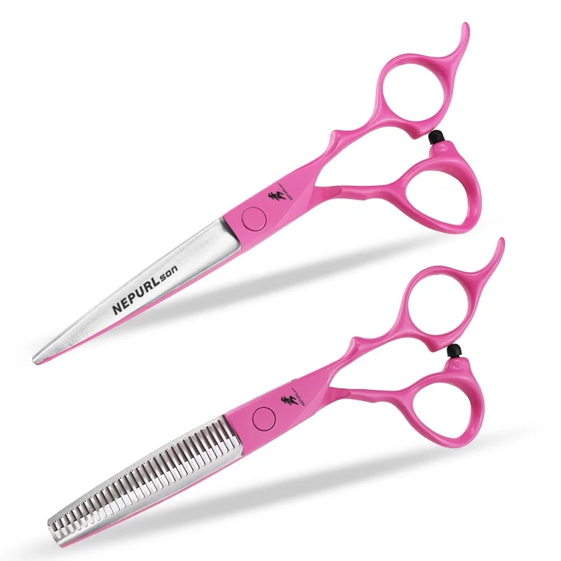 6.0-inch half-pink NEPURLson hair scissors  thinning and cutting scissors, ideal for hair salons, sharp and durable