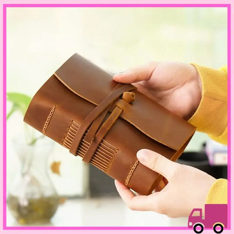 Compact Handmade Leather Journal - 100X155mm Leather Bound Daily Writing Notebook & Journals To Write In For Travel/Diary