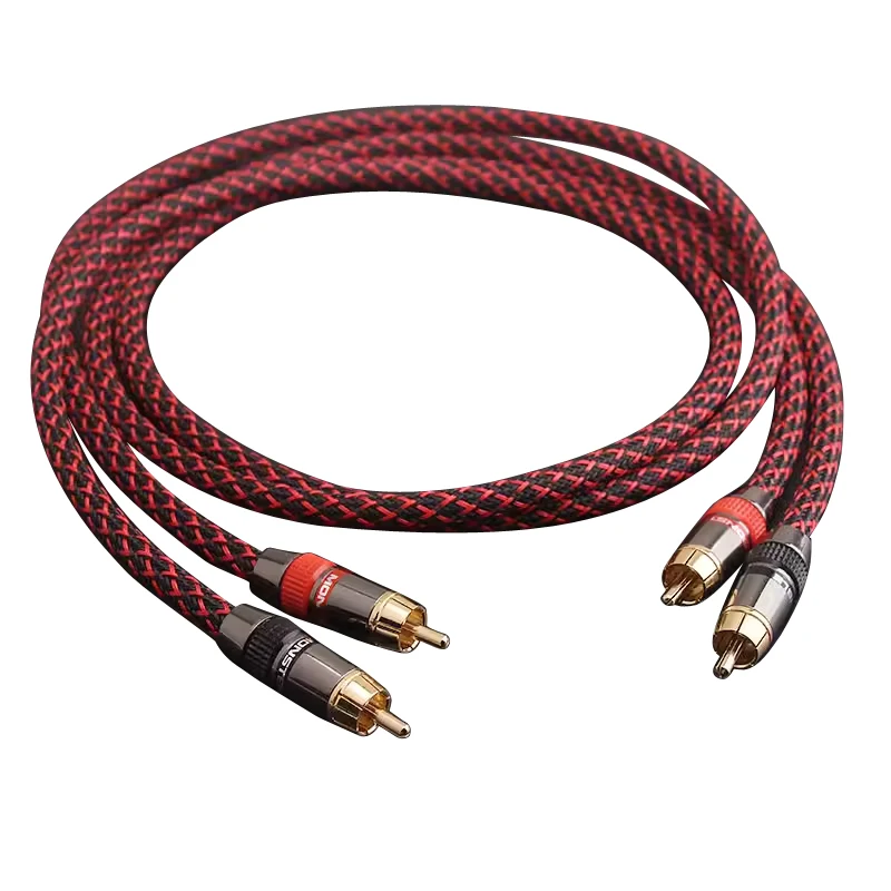 HIFl DIYLIVE 6N OFC macho a macho 2RCA a 2RCA Cable de Audio con conector chapado en oro enchufe para amplificador de CD