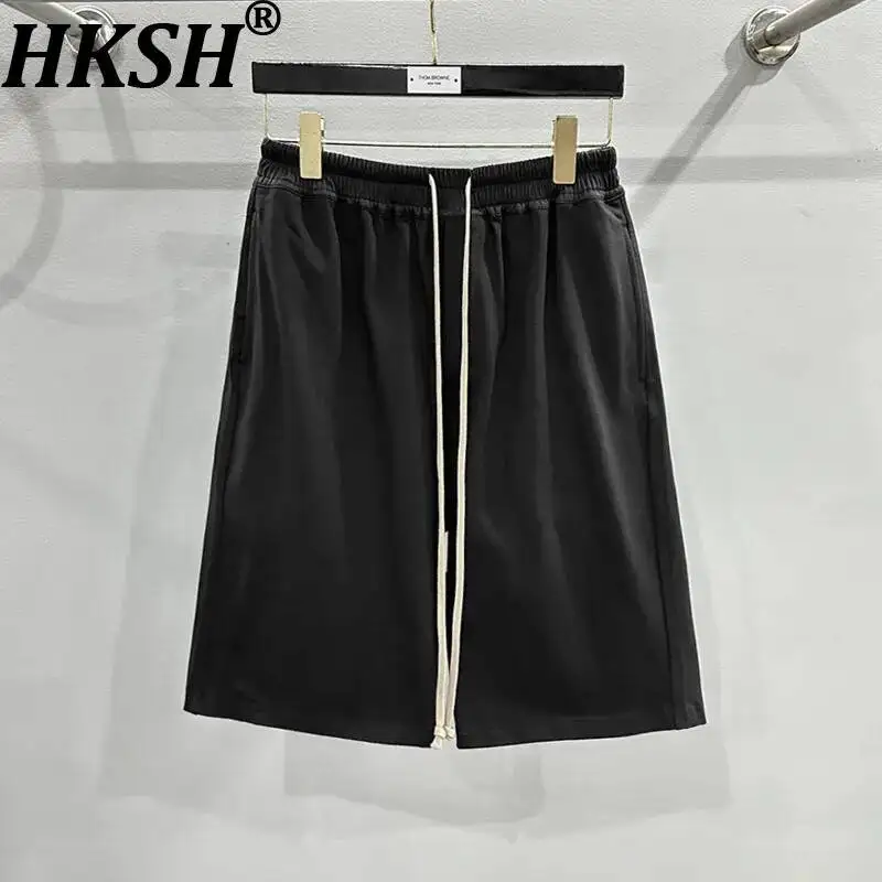

HKSH Men's Dark Techwear Shorts Summer New Cotton Breathable Darkwear High Street Basketball High Waist Straight Capris HK10927