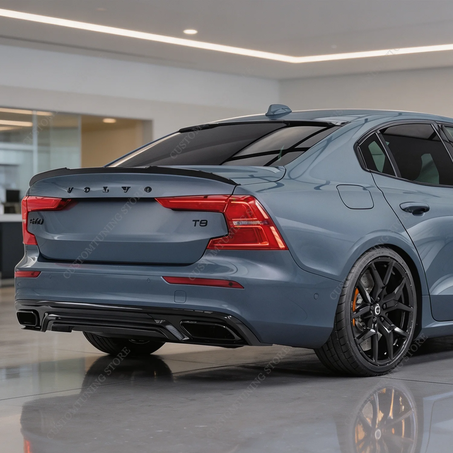 For Volvo S60 MK3 R-Desigh 2019-2026 Gloss Black Max Style ABS Rear Spoiler Caps Rear Trunk Tail Wing Bodykits Tuning view 2