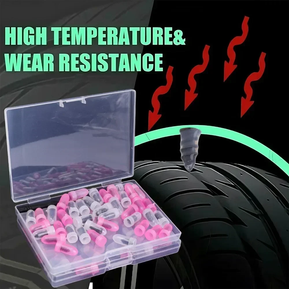 21-41pcs Tubeless Tire Repair Rubber Nail Kit Vacuum Tyre Puncture Screw Plug Emergency Quick Fix Tool Accessory
