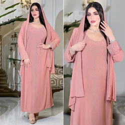 Eid Party Dresses for Women Diamonds Jalabiya Muslim Abaya Dubai Turkey Kaftan Islamic Clothing Ramadan Morocco Abayas Dress New