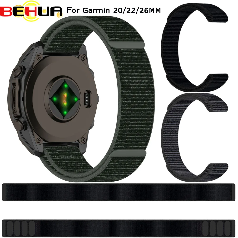 

Нейлоновый ремешок для часов BEHUA для Garmin Quatix8 47 мм/Tactix8 47 мм/Fenix 8 47 мм/Quatix7 Pro, ремешок на запястье 20 мм, 22 мм, 26 мм, размер Correa