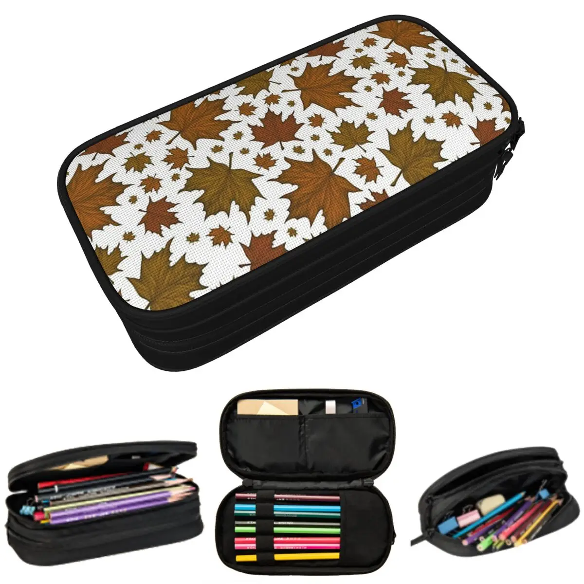 

Cartoon Autumn Maple Leaf Pattern Pencil Case for Studen Gifts Pen Box Pencil Bag Stationery Supplies Pen Holder Bag