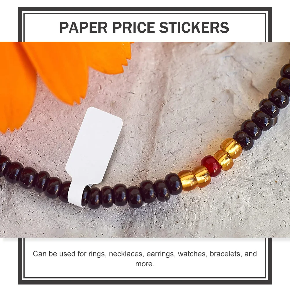 

100Pcs Anti-Tamper Price Tags for Jewelry Adhesive Paper Labels Self-Adhesive Hanging Stickers for Rings Necklaces Earrings DIY
