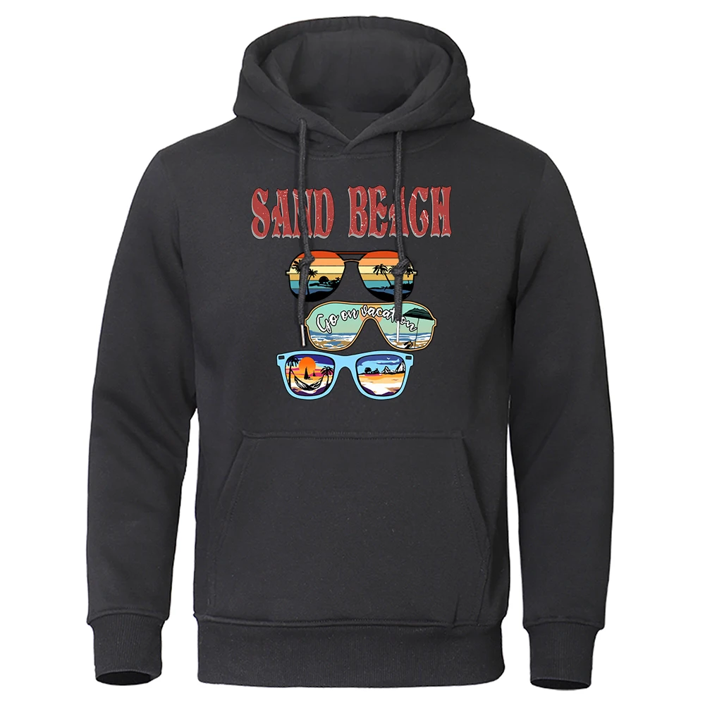 Sand Beach Go On Vacation Sunglasses Mens Clothes Vintage Harajuku Tracksuit Comfortable Quality Hoodies Fashion Designer Hooded