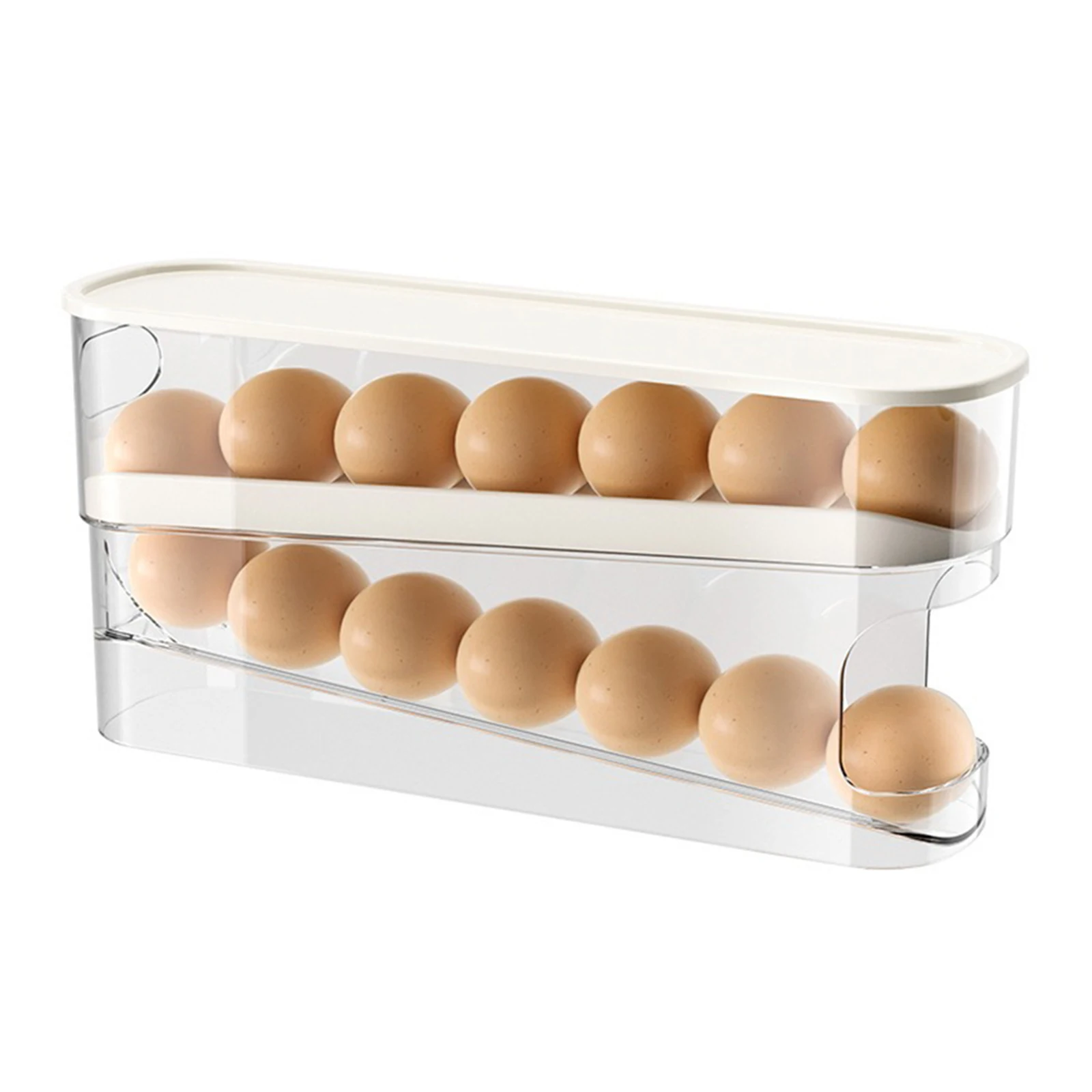 

Refrigerator Egg Double Layer Storage Box Automatic Scrolling Rack Anti Fall
