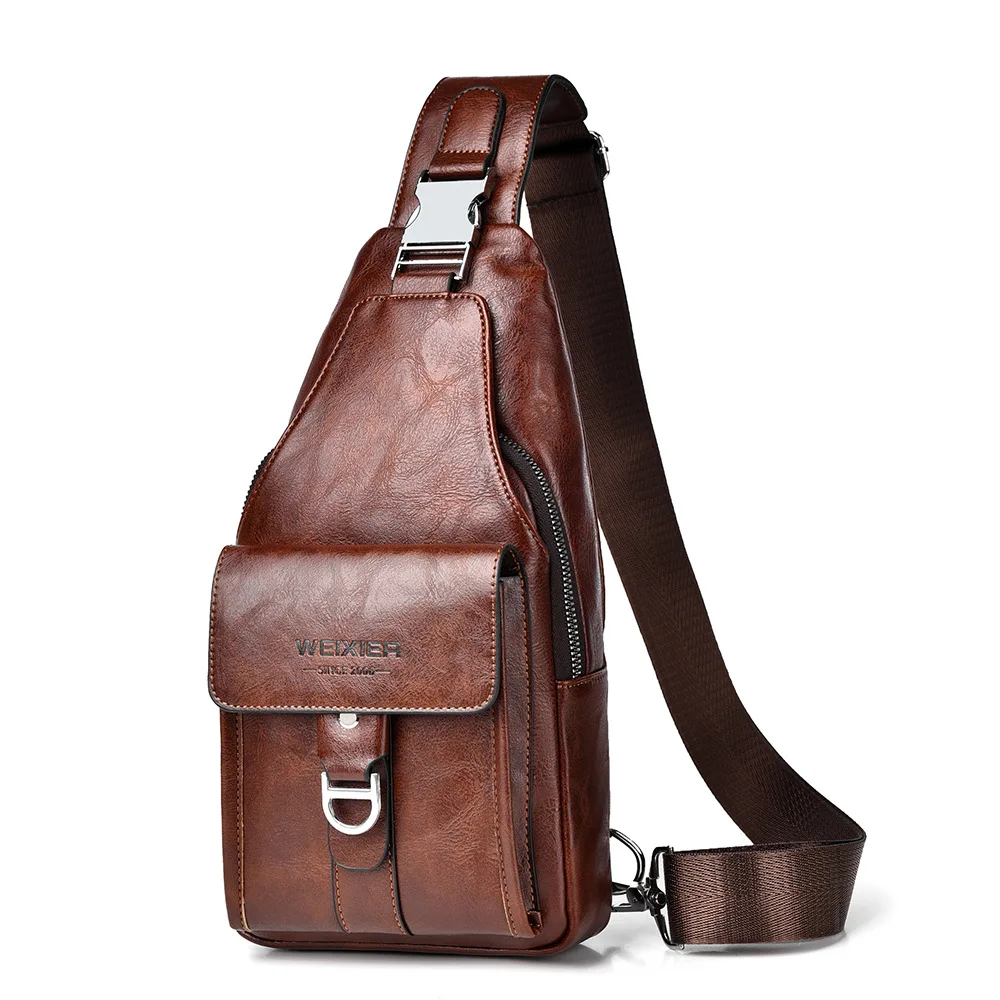 New Men's Bag High Quality PU Leather Men's Chest Bag Simple Waterproof Single Shoulder Crossbody Bags Messenger Bag Gift