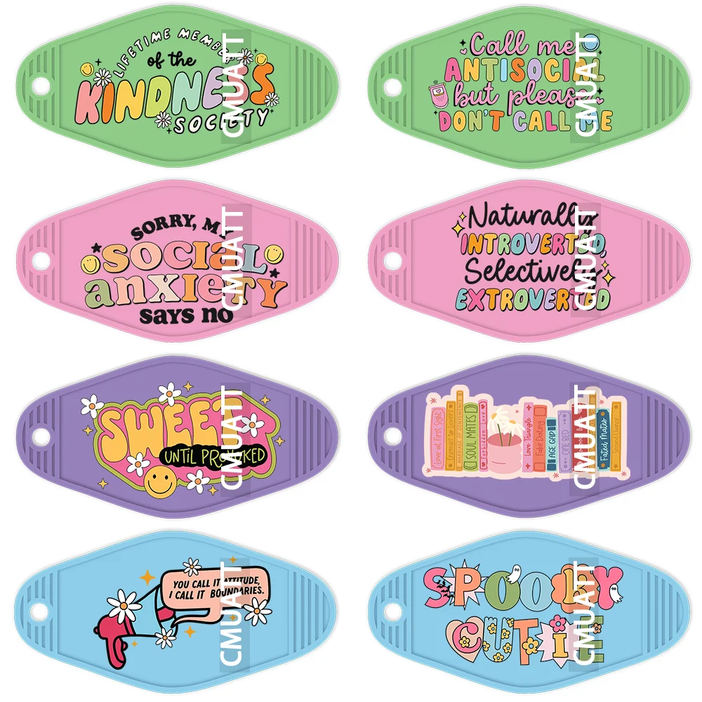 8PCS Motel Keychain UV DTF Sticker Custom Lable Lifetime Member Of The Kindness Society Mental Health