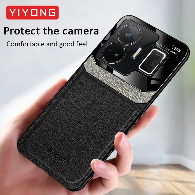 RealmeGT Neo5 Case YIYONG Soft Frame Leather Texture PC Cover For Oppo Realme GT GT3 Neo 5 3 Master Noe3 Shockproof Phone Cases