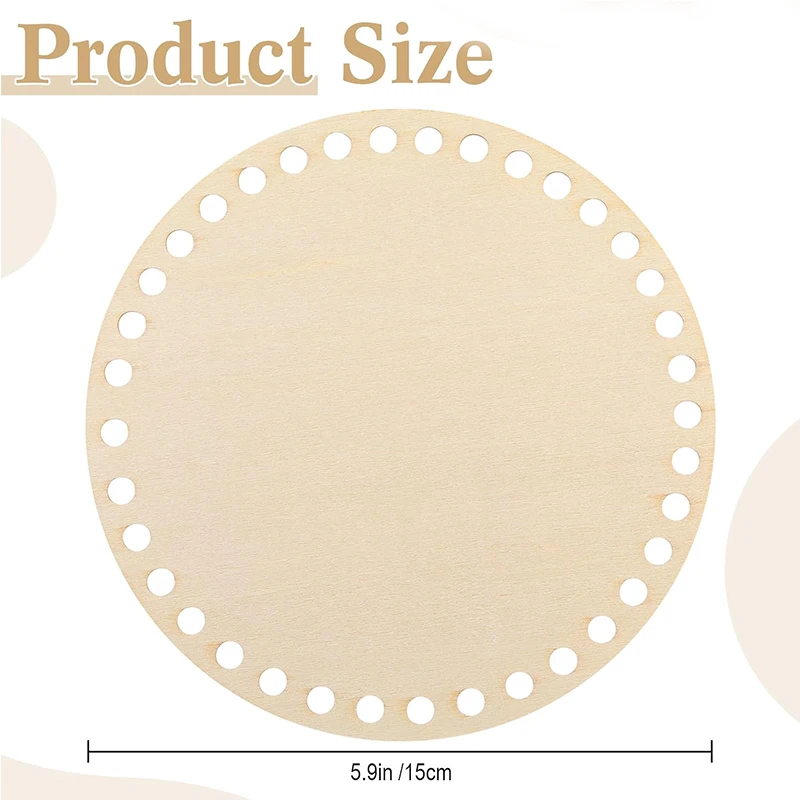 6/12 Wooden Bottom Crochet Basket Bottoms With Pre-Drilled Round Woven Basket Bottoms For Diy Crafts And Handmade Storage Basket