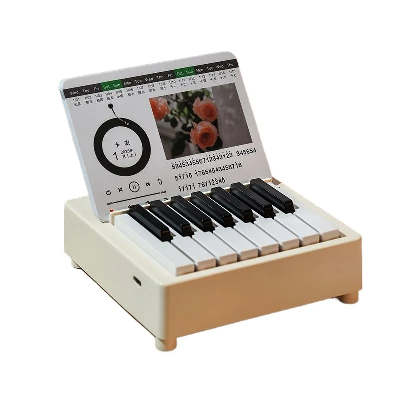 Mini piano desk calendar playing music creative small calendar, desktop high-end light luxury ornament calendar