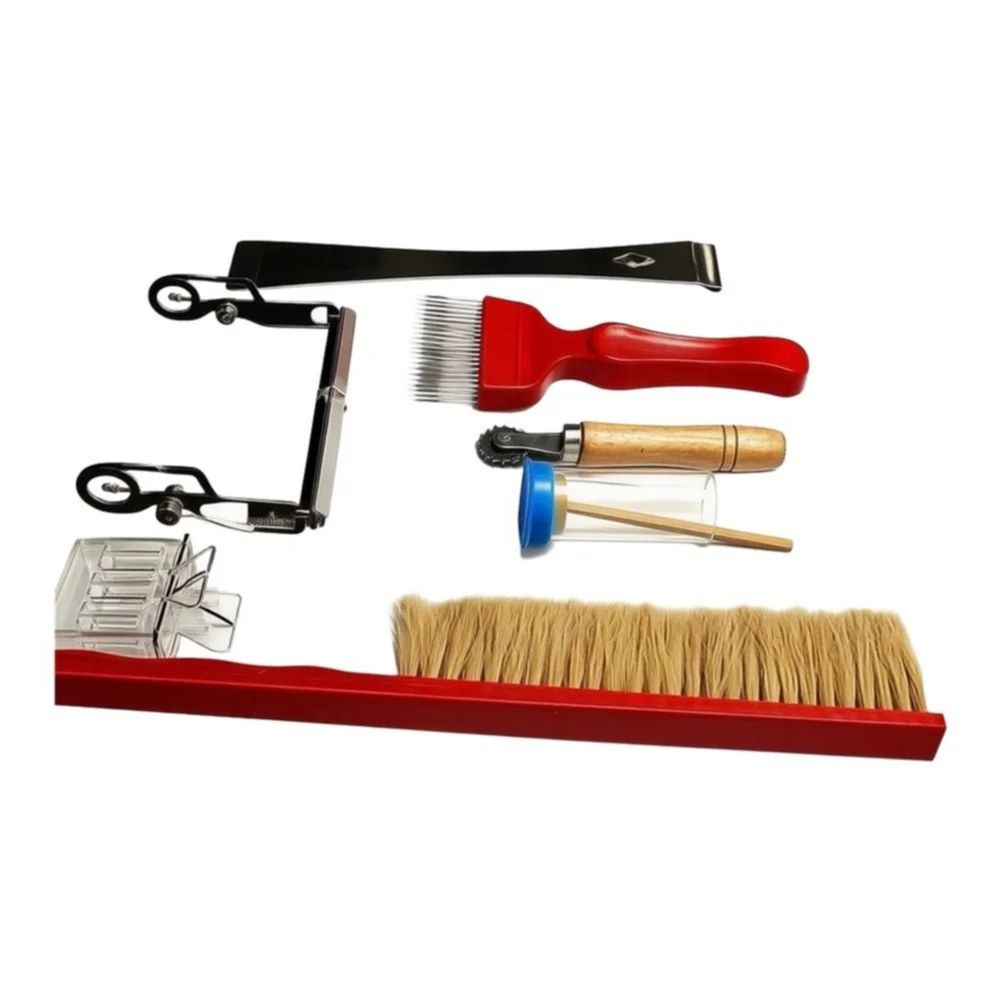 7-Piece For Beekeeping Starter Kit for Hive Maintenance Includes Hive Tool Bee Brush Uncapping Fork Frame Grip Hive Frame Holder