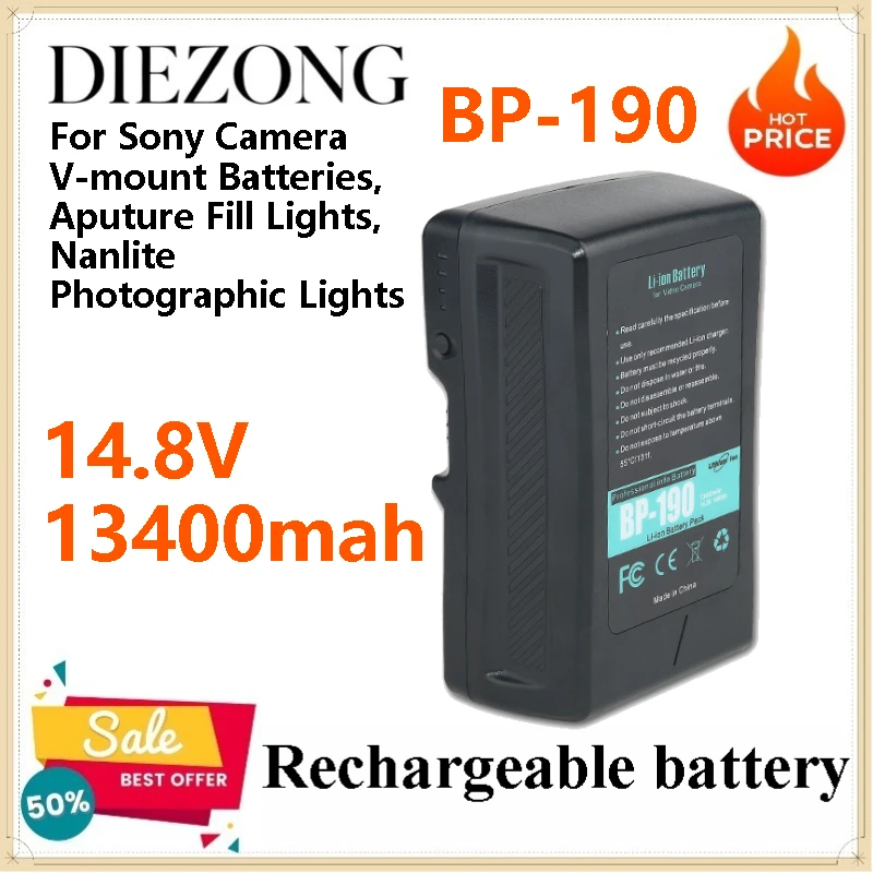 V Mount Li-ion Battery BP-190 for Sony Camera V-mount Batteries Aputure Fill Lights Nanlite Photographic Lights