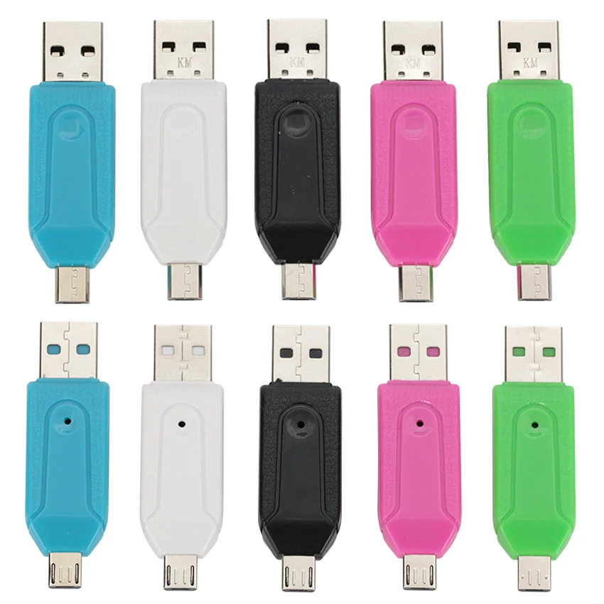 1000 قطعة مايكرو USB و USB2.0 2 في 1 OTG قارئ بطاقات TF/SD محول للهواتف أندرويد الكمبيوتر المحمول تمديد رؤوس