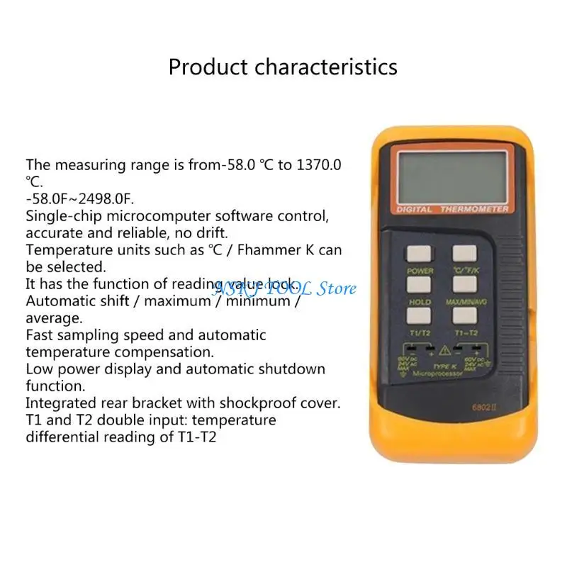 

L8RC Precise Temperature Measurement Monitoring Heat Meter with 4 Thermocouples Probes K Type Thermocouple Thermometer