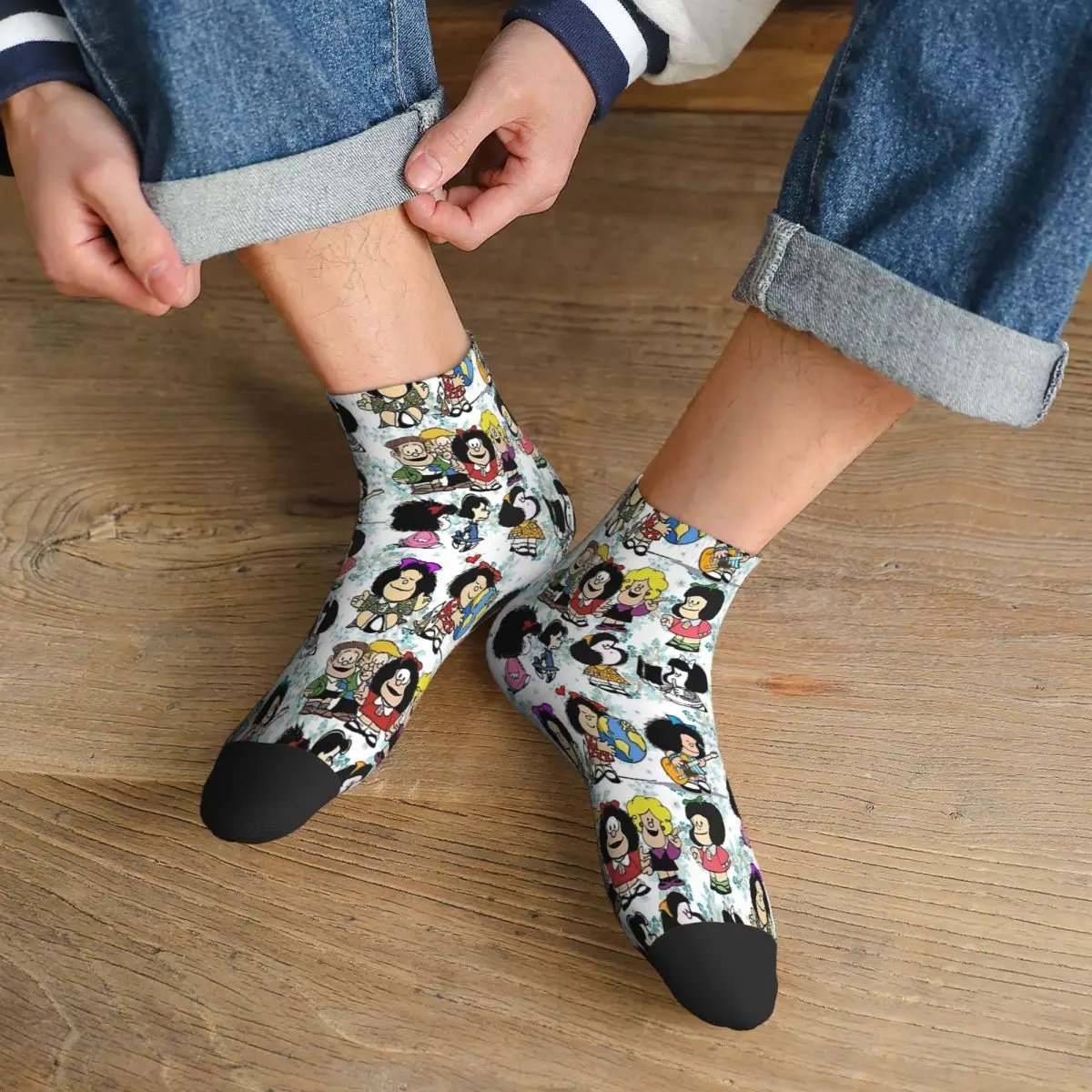 Pattern Mafalda Cheerful Bright Intelligent Girl Ankle Socks Male Mens Women Summer Stockings Hip Hop