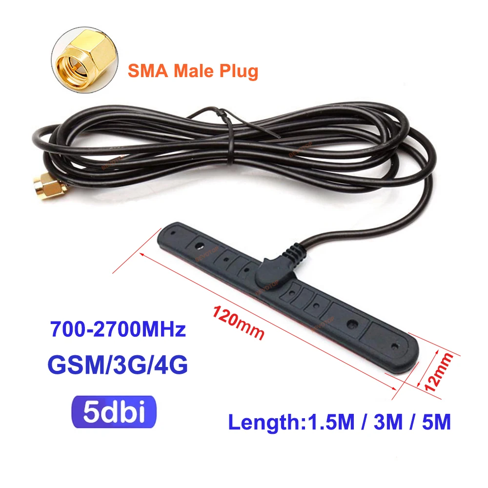 CRC9/TS9/SMA Male Straight / Right Angle Plug Connector T Type GSM 3G 4G Antenna 700-2700MHz 5dbi Antenna Extension Cable