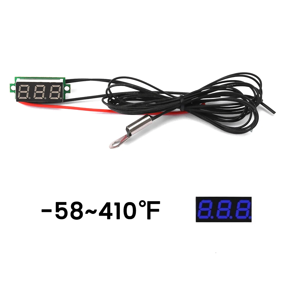 0,28 Zoll DC 4-28 V LED-Digitalthermometer -50 ~ 210 ℃ /-58~410 ℉ Temperatursensor-Detektor mit 1 m 100 K NTC-Sensor-Metallsonde