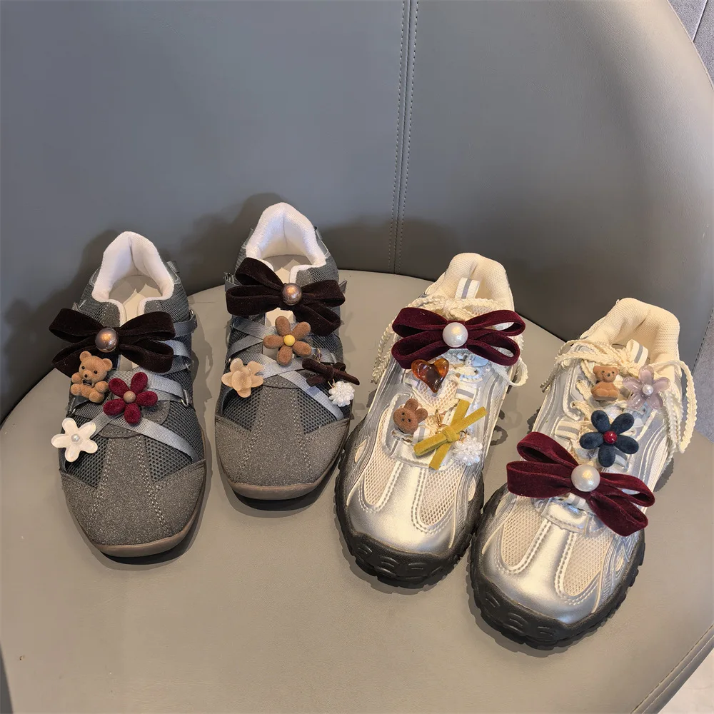 Shoe Clips Velvet Bow Bear Pearl Flower Ballet Winter Decor Premium Elegant Lightweight Detachable Standard Size Daily