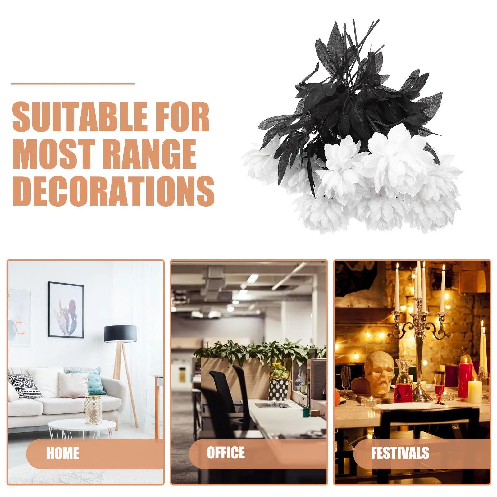 

10pcs Halloween Artificial Flower Bouquet Wedding Photo Props Floral Arrangement Home Decor Party Centerpiece Fake Flowers