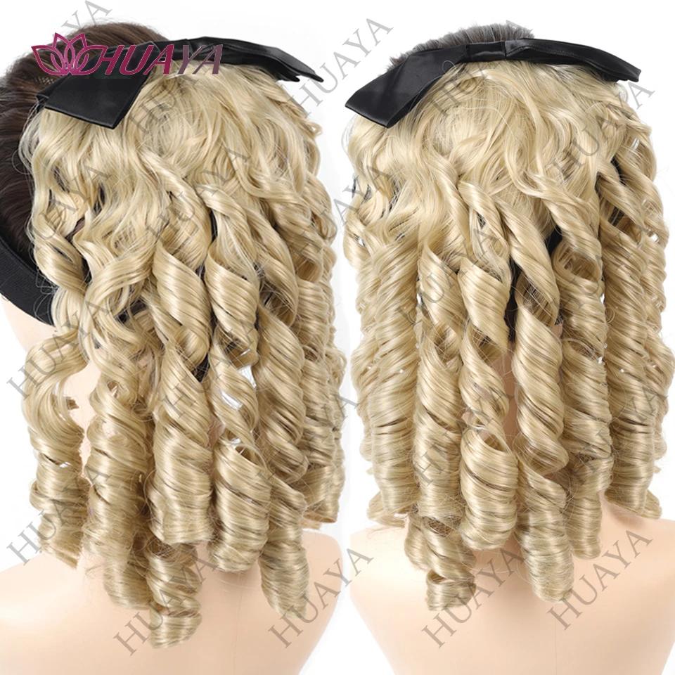 Ekstensi Rambut Ekor Kuda Keriting Panjang Rambut Palsu Ekor Kuda Putri Gulungan Romawi Sintetis, Potongan Rambut Palsu untuk Wanita dengan Sisir