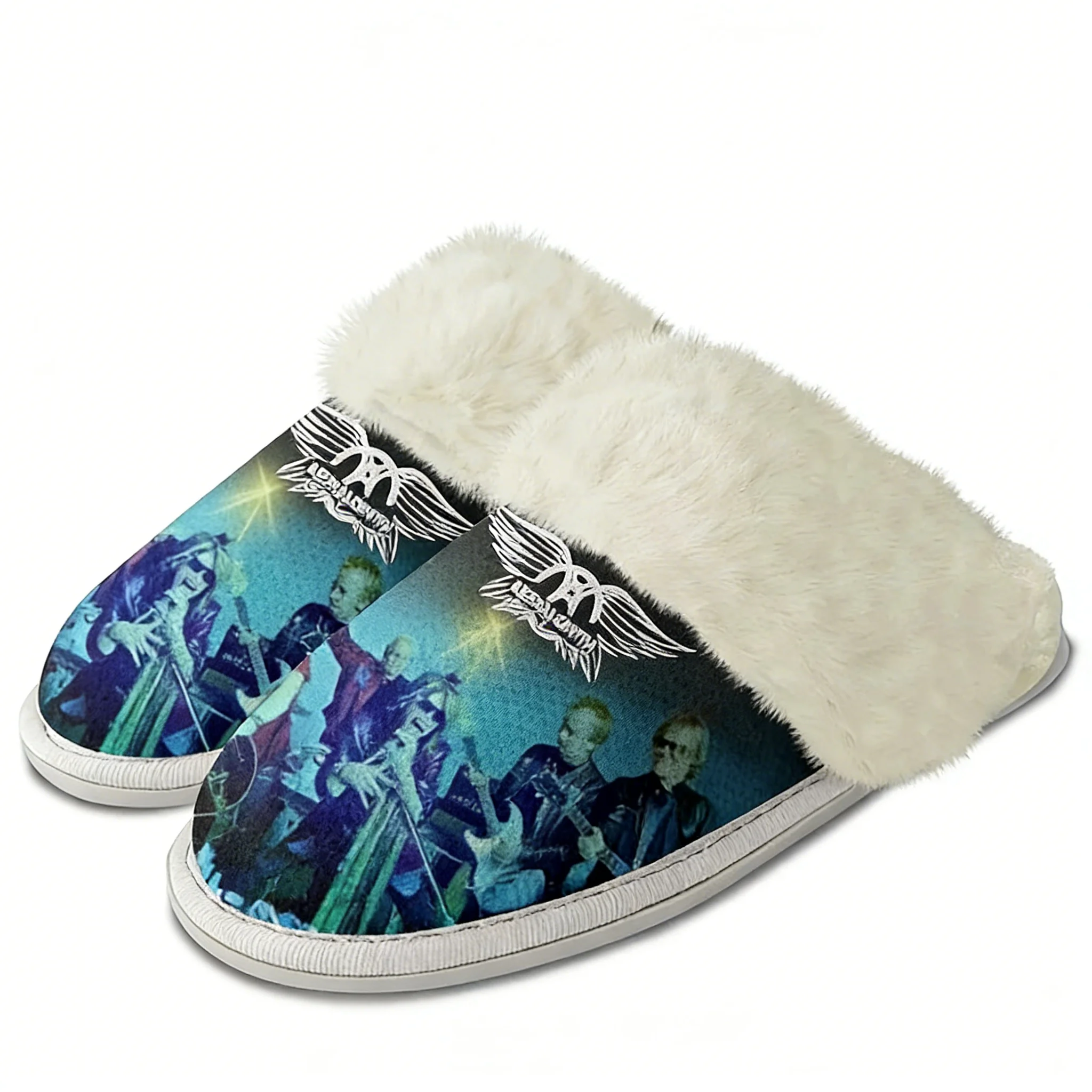 

Aerosmith Plush Slippers Keep Warm Shoes Rock Singer Mens Womens Home Cotton Bedroom Customized Thermal Lightweight Slipper