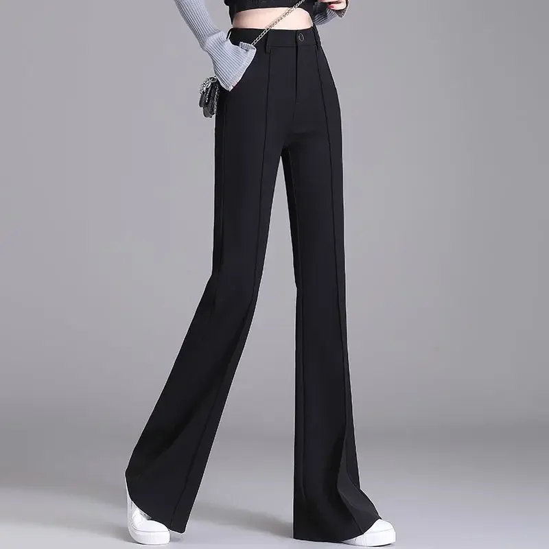 2024 Black Autumn New Style High-Waisted Slimming Women's Pants Bootcut Draped Bell-Bottom Trousers Smooths Your Silhouette