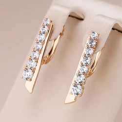 Kinel Luxury 585 Rose Gold Color Long Dangle Earrings for Women Fashion Natural Zircon Party Party Daily Fine Unique Jewelry