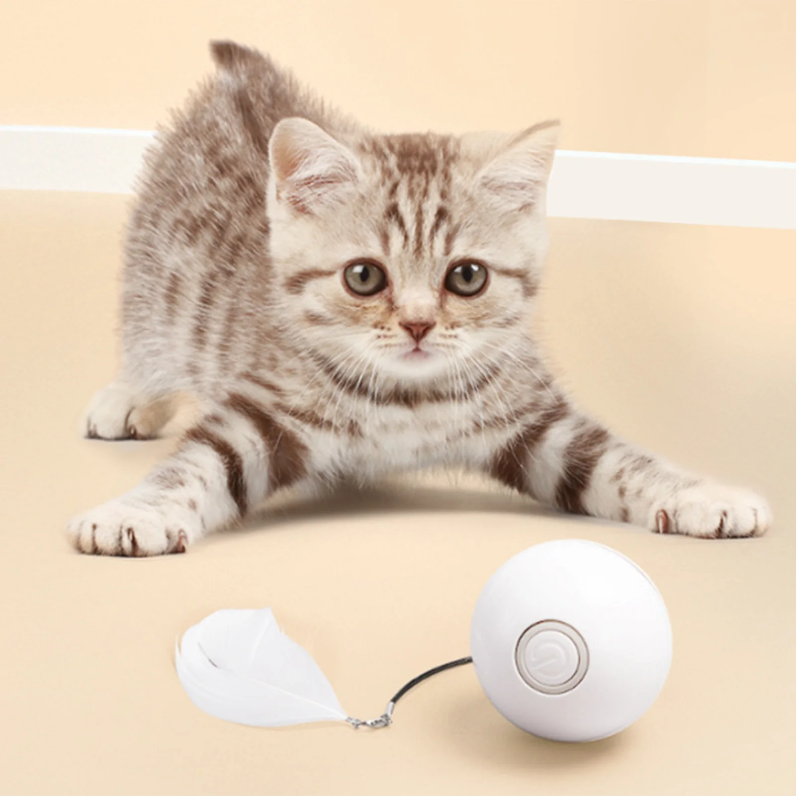 Automatic LED Intelligent Cat Ball USB Rechargeable Activated Pet Toy Ball for Indoor Cats Kitten Play Chase Exercise MIAO