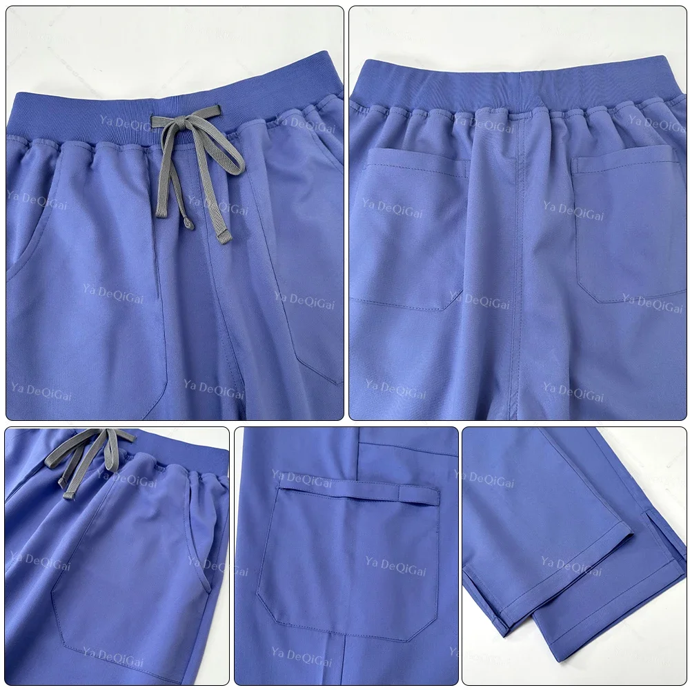 Enfermeira médica terno de enfermagem esfrega clínica superior calça reta médico uniformes cirúrgicos mulher esfrega conjunto spa salão de beleza workwear