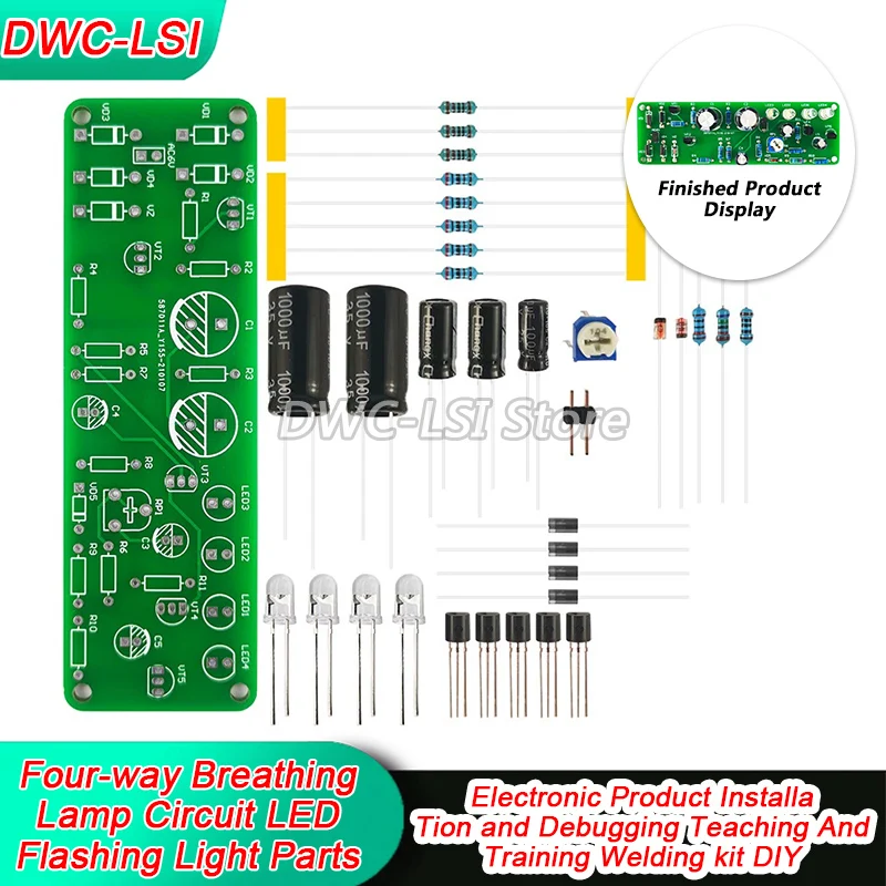Four-way Breathing Lamp Circuit LED Flashing Lamp Electronic Product Installation And Debugging Taching Training Welding kit DIY