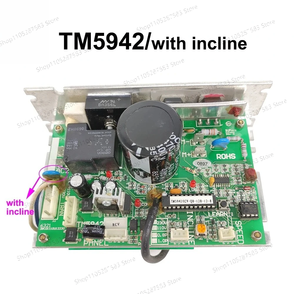 Carte de contrôle de tapis roulant TM5942 avec inclinaison, carte de circuit de commande du moteur de tapis roulant, carte d'alimentation, carte de pilote